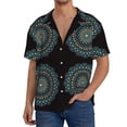 thumbnail image 7 of Lsque Mandala print Men's Cuban Collar Short Sleeve Shirt Summer Beachwear Casual Button Down Fashionable Vacation Leisure Shirt-Large, 7 of 7