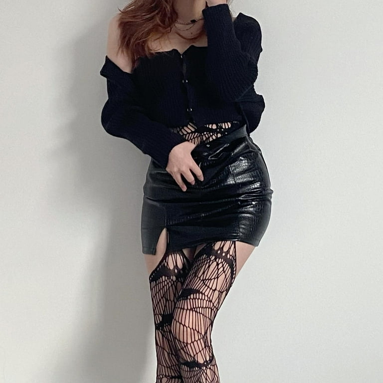 Women Sexy Fishnet Suspender Pantyhose Halloween Bat Spider Web