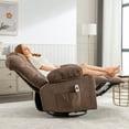thumbnail image 2 of Oversized Massage Recliner Chair for Elderly,Modern Living Room Electric Rocking & Reclining Chairs with with Heat, 8-Point Vibration,USB Charger and Cup Holders, Plush Velvet Single Sofa, Brown, 2 of 10