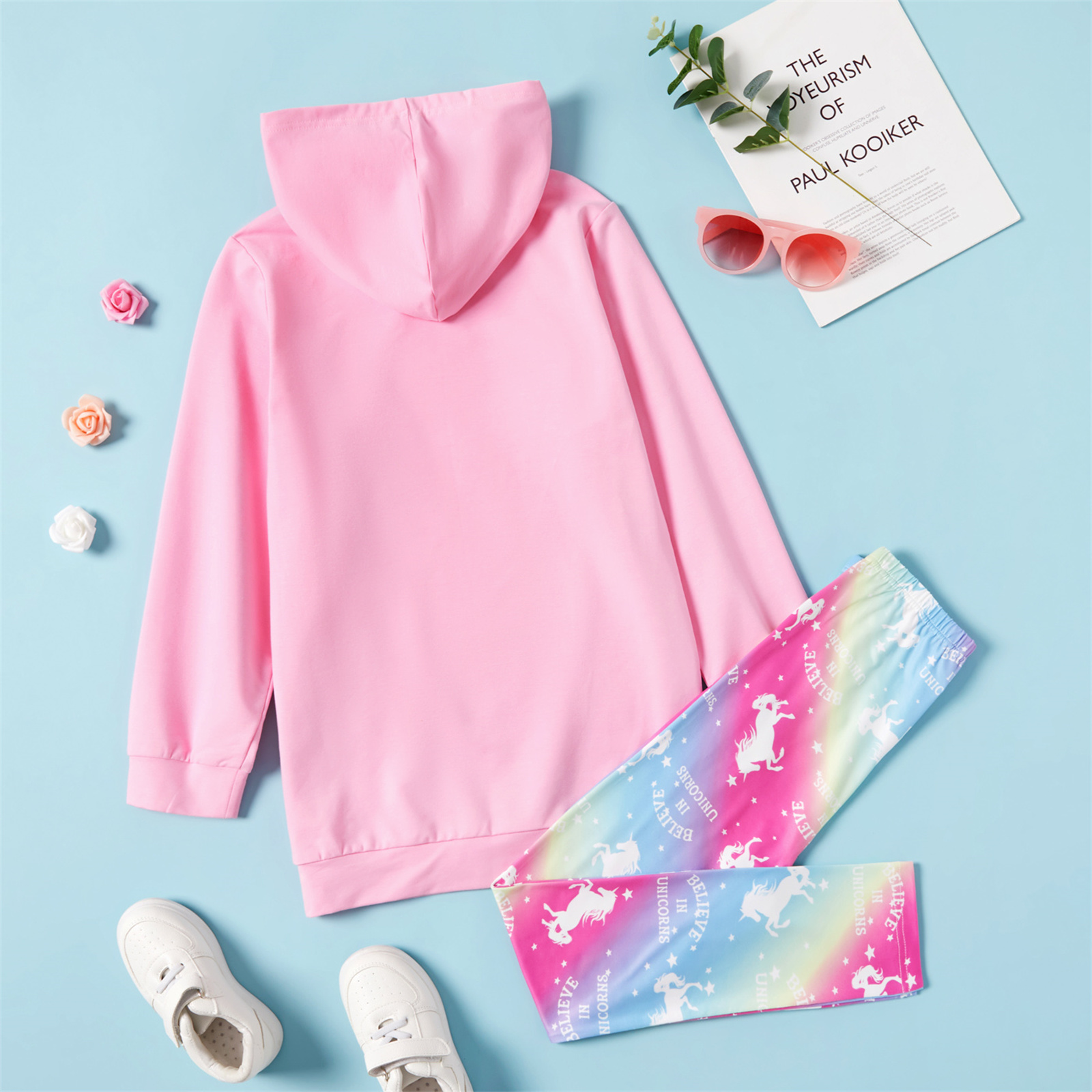 PatPat Girls Unicorn Hooded Sweatshirt and Leggings Set photo 6