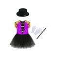 thumbnail image 3 of Aislor 4Pcs Girls Magician Drummer Costume Kids Carnival Party Tutu Dress Leotard Performance Suits Purple 14, 3 of 7