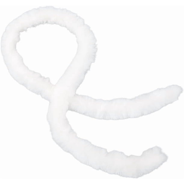 Tira de tela de piel de 78,74 pulgadas para manualidades, color blanco, peluda, precortada, suave, lisa, esponjosa, rollo de cinta para coser