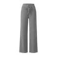 thumbnail image 4 of Gytharion Ribble Knitted Lounge Pants for Women Soft Comfy Slacks with Pockets Solid Casual Drawstring High Waisted Straight Leg Trousers, 4 of 8