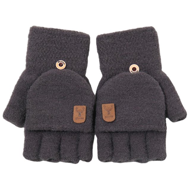 Invierno Mujer Chica Tejer Grueso Cálido Guantes Sin Dedos Gris Zulema guantes sin dedos