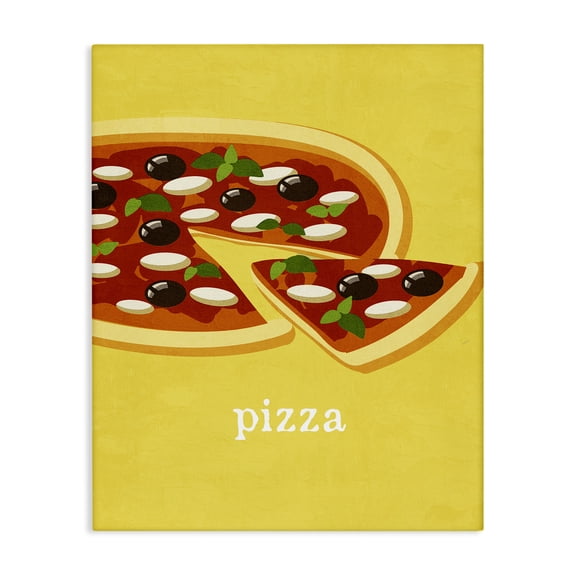 Stupell Industries Delicious Pizza on Yellow Food & Beverage Painting Wrapped Canvas Canvas Art Print Wall Art, 16 x 20