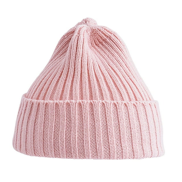 Ribbed Thickened Ear Protection Baby Beanie Winter Children Candy Colored Warm Knitted Hat Photography Props