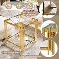 thumbnail image 5 of GZXS 19.9" Square Glass End Table with Gold Metal Frame, 2-Tier Side Table with Asymmetrical Base and Lower Shelf, Modern Accent Table for Living Room or Bedroom (Transparent), 5 of 9