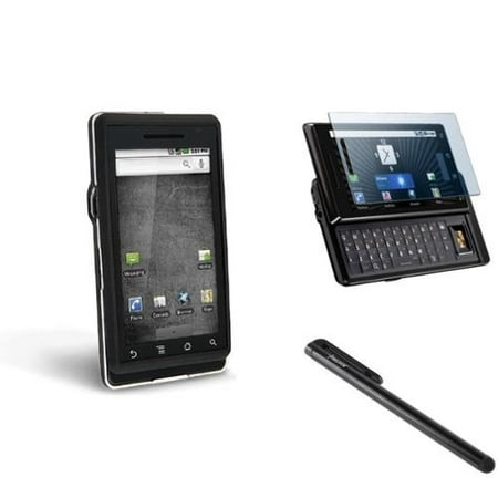 Insten FOR VERIZON MOTOROLA DROID A855 RUBBER HARD Cover CASE+Screen Guard+Black Stylus