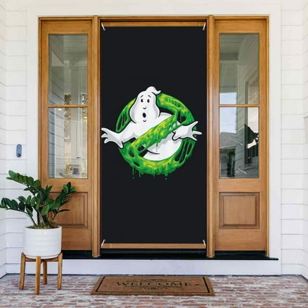 Ghostbusters Film Logo Door Cover Decorated Banner Tapestry Home Decoration Holiday Party Supplies Door Banner Porch Sign Banner 72.8 x 35.4 Inch