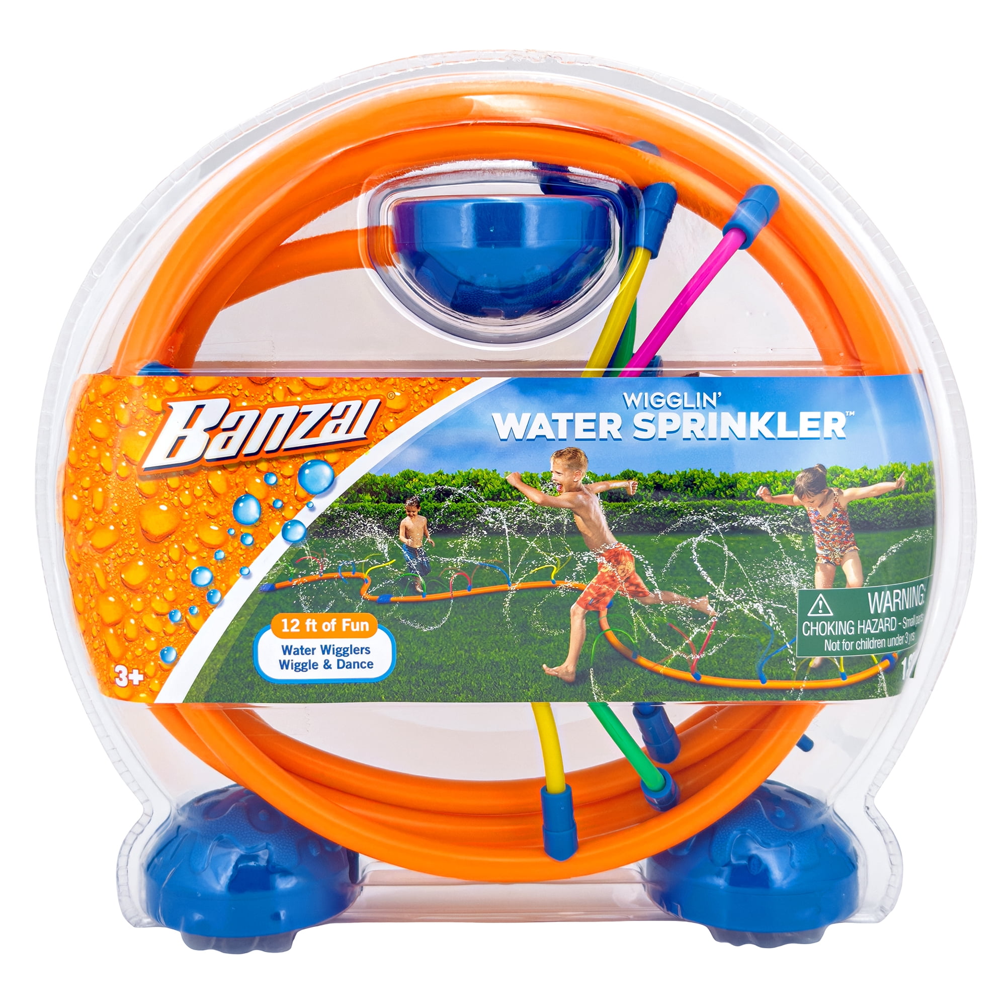 Banzai 12-Foot Wigglin Water Sprinkler Multi-Color Lawn Toy for Kids Ages 3+