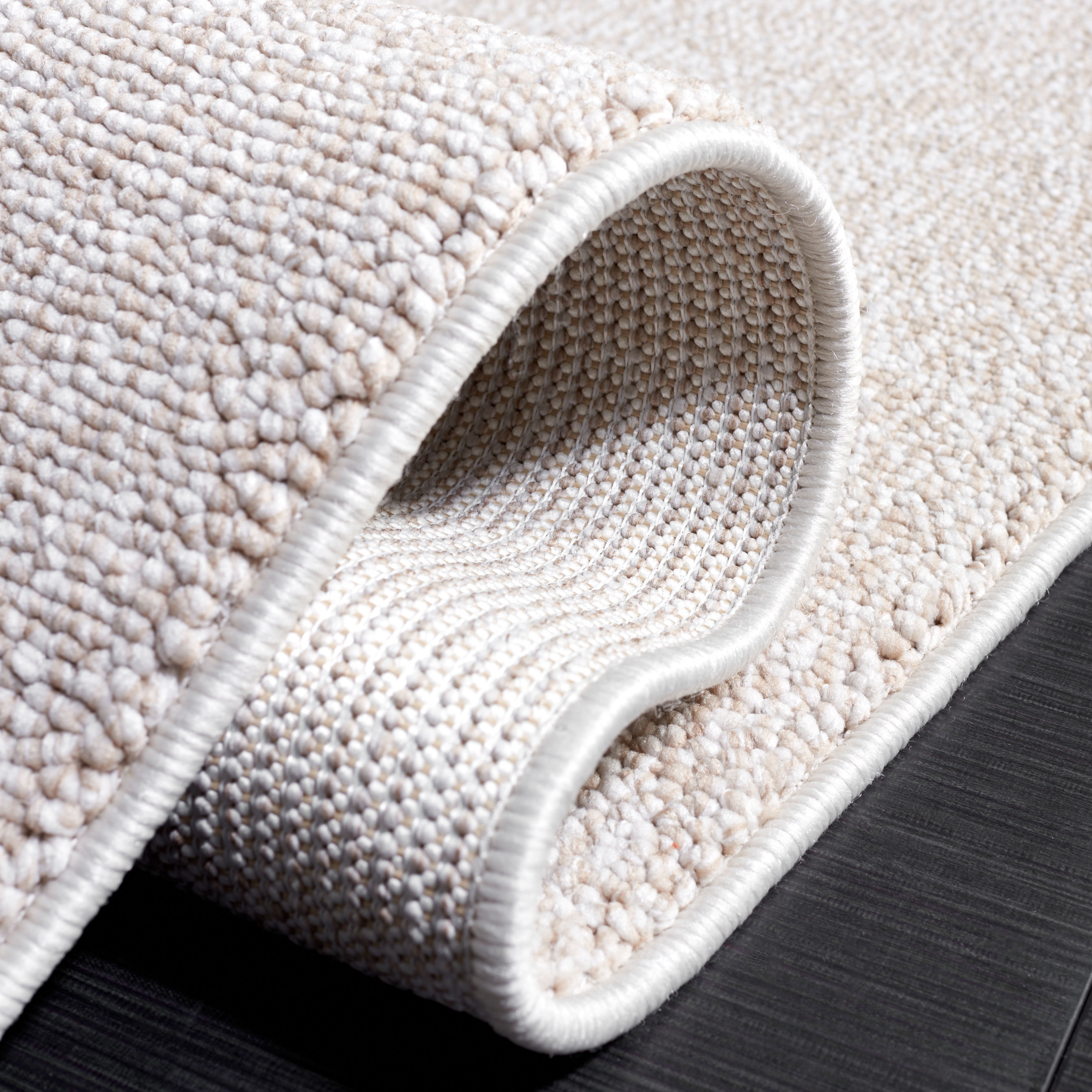 SAFAVIEH River Randa Solid Polyester Area Rug, Beige, 4' x 6'