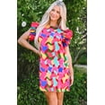thumbnail image 6 of Ushdele Flirty Red Print Shift Dress - Ruffle Sleeves, Easy Fit, 6 of 8