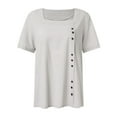 thumbnail image 4 of adviicd Chemises Mignonnes pour Femmes Chemise Rayée Manches Courtes Col Rond T-Shirt Basique Blanc,m, 4 of 5