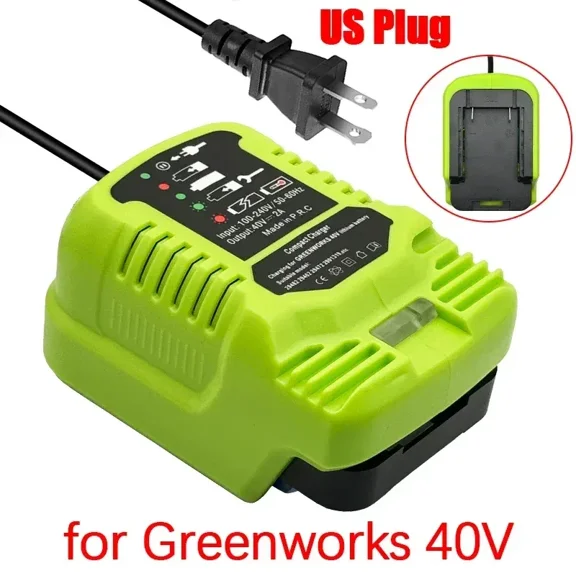 Power Tools Accessories for Green works 40V Lithium Battery Compact Mini Fast Charger 29482 29462 29472 20202 27062 AC100-240V 2A