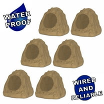 Theater Solutions 6R6S Outdoor Sandstone 6.5" Rock 6 Speaker Set for Deck Pool Spa Yard Garden