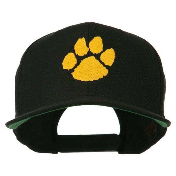 Image of a Paw Embroidered Flat Bill Cap - Black OSFM