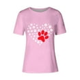 thumbnail image 4 of Lilgiuy National Pet Day Dog Paw Love Heart Print T-Shirt for Women Summer Solid Color Short Sleeve Soft Lightweight Cute Dog Mom Graphic Tees Tops Gift for Dog Lovers(Pink,L), 4 of 4