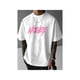 thumbnail image 1 of Men's Bold Letter Graffiti T-Shirt Vibrant & White Cotton Breathable Round Neck Casual All-Season Fashion Tee Machine Washable, 1 of 6