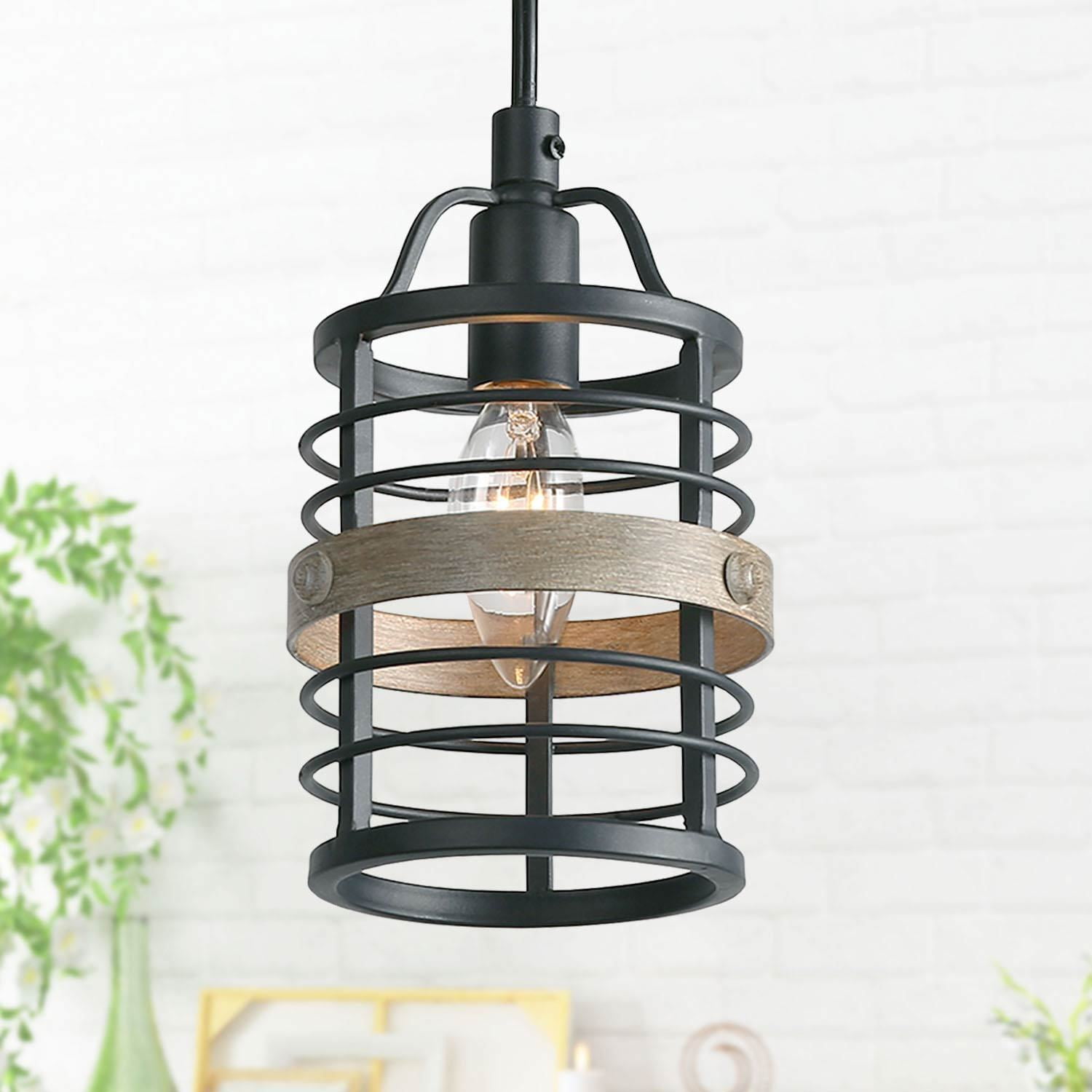 Transitional Mini Black Metal Spiral Pendant Light with White Shade