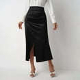 thumbnail image 2 of RUTAYY High Waist Split Satin Pleated Solid Color Bodycon Skirt For Women Flowy Swing Skirts, 2 of 5
