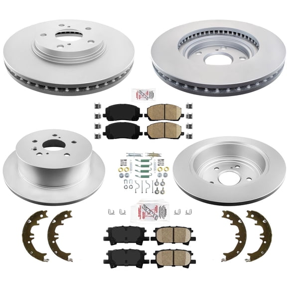 Fits 2004-07 Toyota Highlander Coated Brake Rotor Brake Pads Parking Shoes