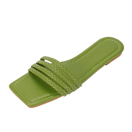 

Peep Toe Flat Slipper Women\ s PU Casual Sandals Summer Beach Supply All Match Fashionable