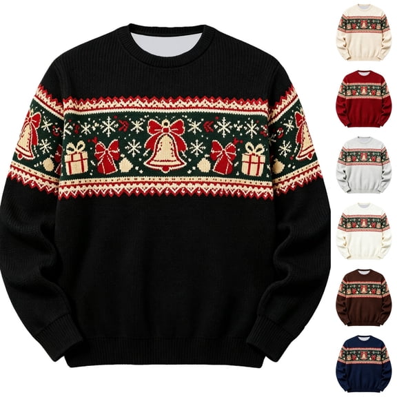 JAJAHO Boys Christmas Sweatshirt Xmas Festive Print Long Sleeve Crew Neck Pullover Tops For 2-14 Years