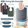 thumbnail image 7 of Tcwhniev 3 Pack Adult Bibs Washable Waterproof Clothing Protector with Crumb Catcher for Elderly atient Bedridden Convalescent Disabled, Lattice Pattern, 7 of 7