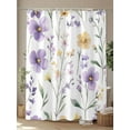 thumbnail image 4 of Shower Curtains Purple Yellow Flowers Bath Curtain Watercolor Spring Floral Waterproof Bathroom Shower Curtain Set with Hooks Decoration 72 x 72 Inches, 4 of 7