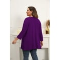 thumbnail image 4 of Daystry Plus Size Cardigan for Women 3/4 Sleeve Casual Open Front Light Cardigan Purple-2X, 4 of 9