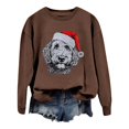 thumbnail image 4 of Fiaer Women's Christmas Sweatshirts Cute Printed Long Sleeve Xmas Pullover Crew Neck Baggy Plus Size Comfort Holiday Tops Brown L, 4 of 5