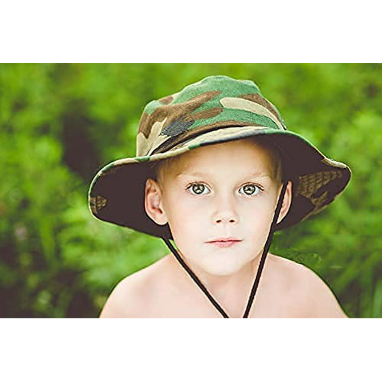Eohak Boys Camo Sun-Bucket-Hat Summer Outdoor Safari Fishing-Hat Boonie-Cap for Big Kids 7-14Yrs, Boy's, Size: One Size
