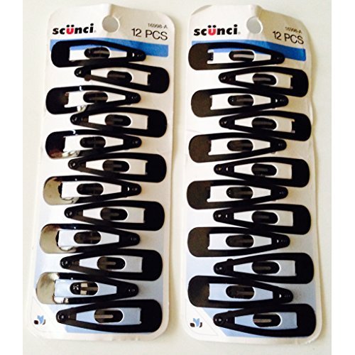 Scunci Countour, Snap Hair Clips, Black 12 Count