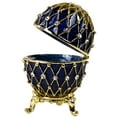 thumbnail image 7 of STP Goods Imperial Faberge Openwork Mesh Egg / Jewelry Box in Blue, 7 of 7