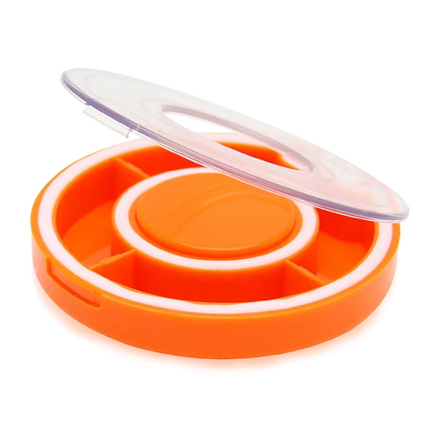 Wosthever Caja organizadora redonda para pastillas, caja de almacenamiento de vitaminas con 7 ranuras, contenedor clasificador, pendientes, práctico Almacenamiento y organización del hogar No.02