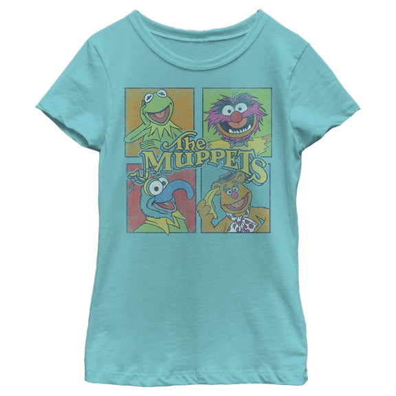 Girl's The Muppets Character Panel  Graphic Tee Tahiti Blue X Small