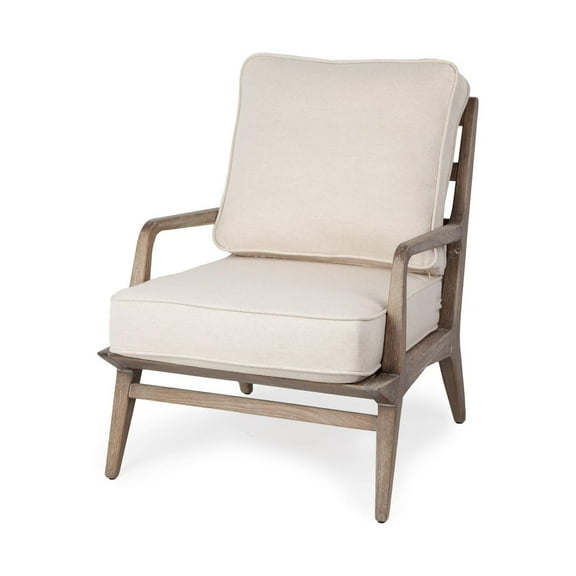 Mercana Harman II Off White Fabric Seat w  Wood Frame Accent Chair