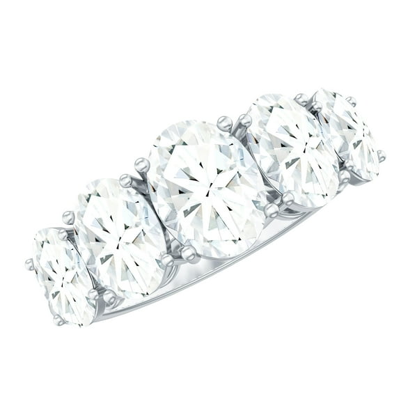 Rosec Jewels Sterling Silver Anniversary Ring for Women - 925 Moissanite Ring (D-VS1 Quality) - Ready to Gift for Valentines Day, US 8.00