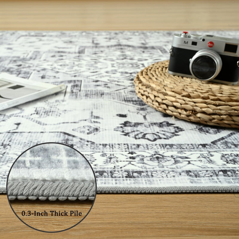 TWINNIS 6'x9'Area Rugs for Living Room Washable Rugs Boho Area Rug Non-Slip Carpet,Gray