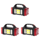 thumbnail image 1 of Reflectores USB para exteriores, 3 uds., 4 modos de fuente de luz, luces laterales COB solares (rojo grande), 1 of 4