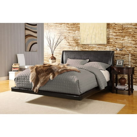 Home Elegance Platform - Helmsley Bonded Leather Platform Queen Bed, Black
