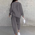 thumbnail image 5 of ibuvkizy Two Piece Sets for Women,Winter Outfits for Women 2025 Women's Solid Color Casual Round Neck Loose Irregular Long Sleeved Pocket Pants Set Gray,XXXL, 5 of 9