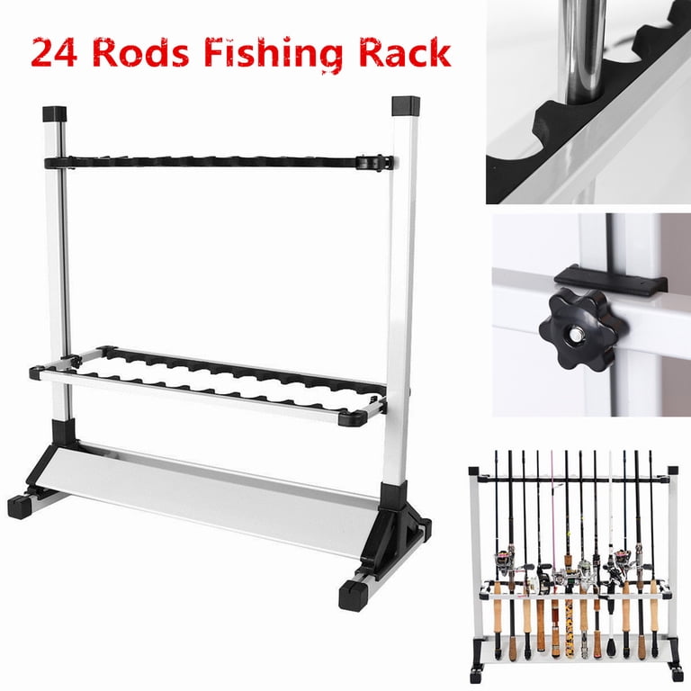 Airkoul Fishing Rod Holder, 24-Rod Storage Rack, Portable Aluminum Stand,  Anti-Corrosive, 28.35"" x 12.87"" x 28.38" - Walmart.com