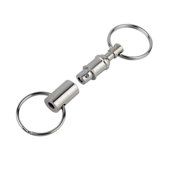 Pull-Apart Silver Key Ring Easy Detachable Keychain Double Spring Split Snap Separate Chain Convenient Accessory Gift (1 Pack)