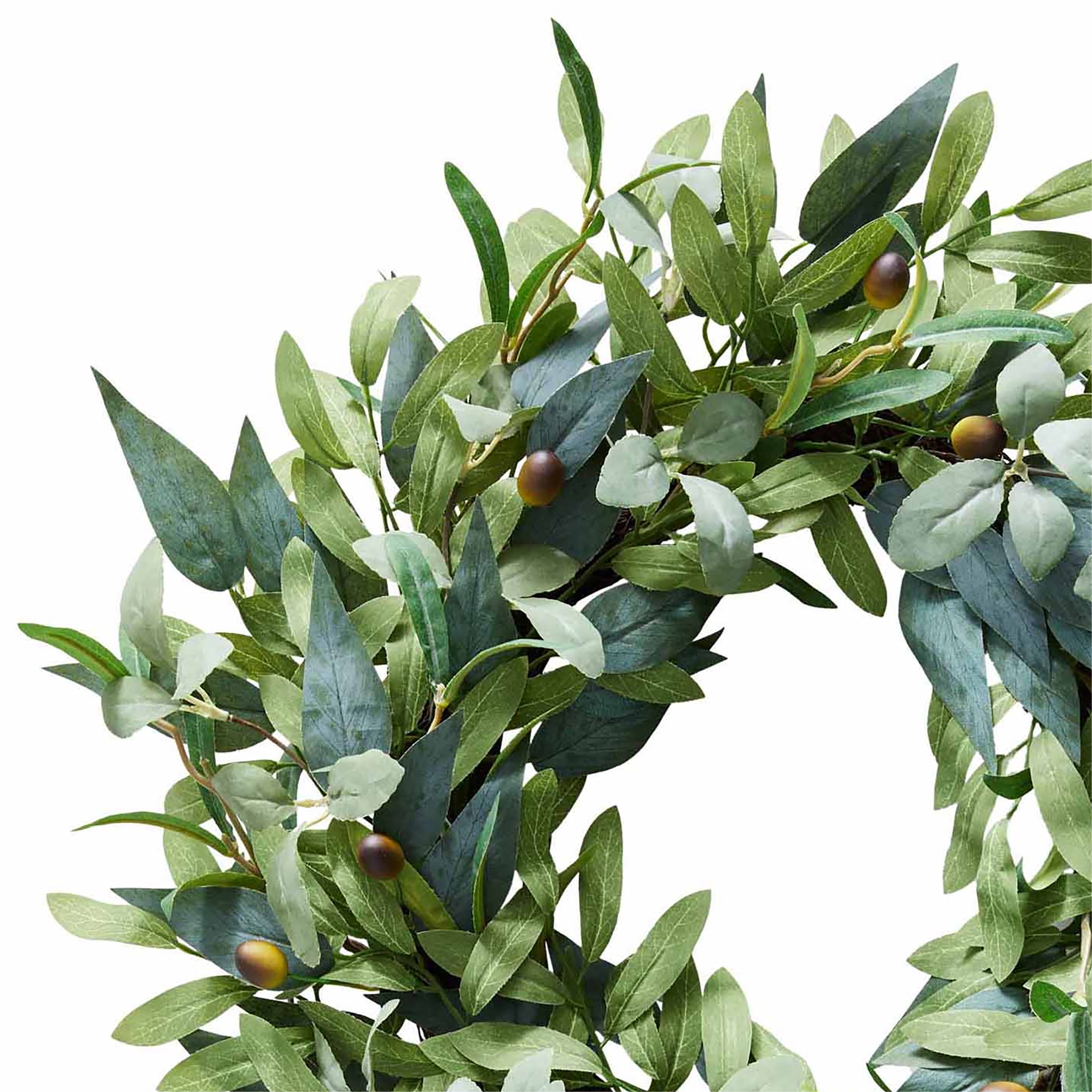 (2 pack) Better Homes & Gardens 18" Artificial Olive Stems Wreath, Polyester.