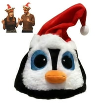 Interactive Plush Christmas Character Hat With Music,Battery-powered Adjustable Size Novelty Party Electric Swing Christmas Plush Hat for Party Entertainment Xmas Gift (Penguin)