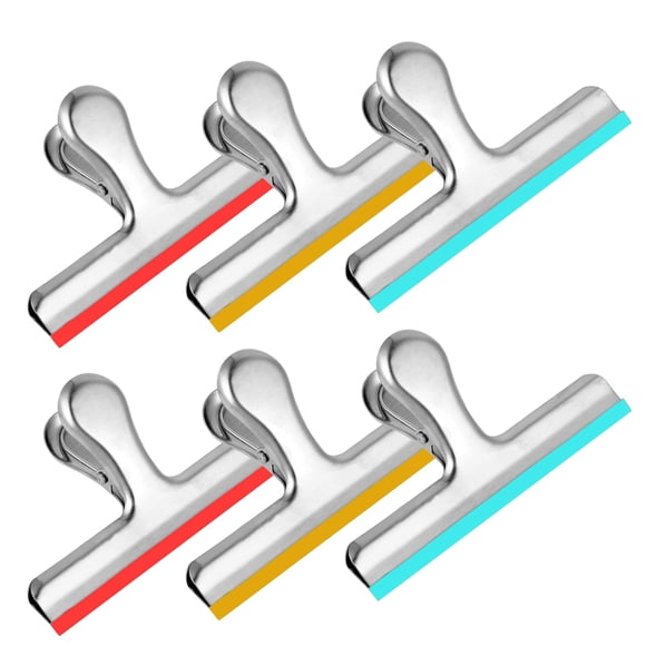 Clips para bolsas HOUSE AGAIN de acero inoxidable con silicona, paquete de 6