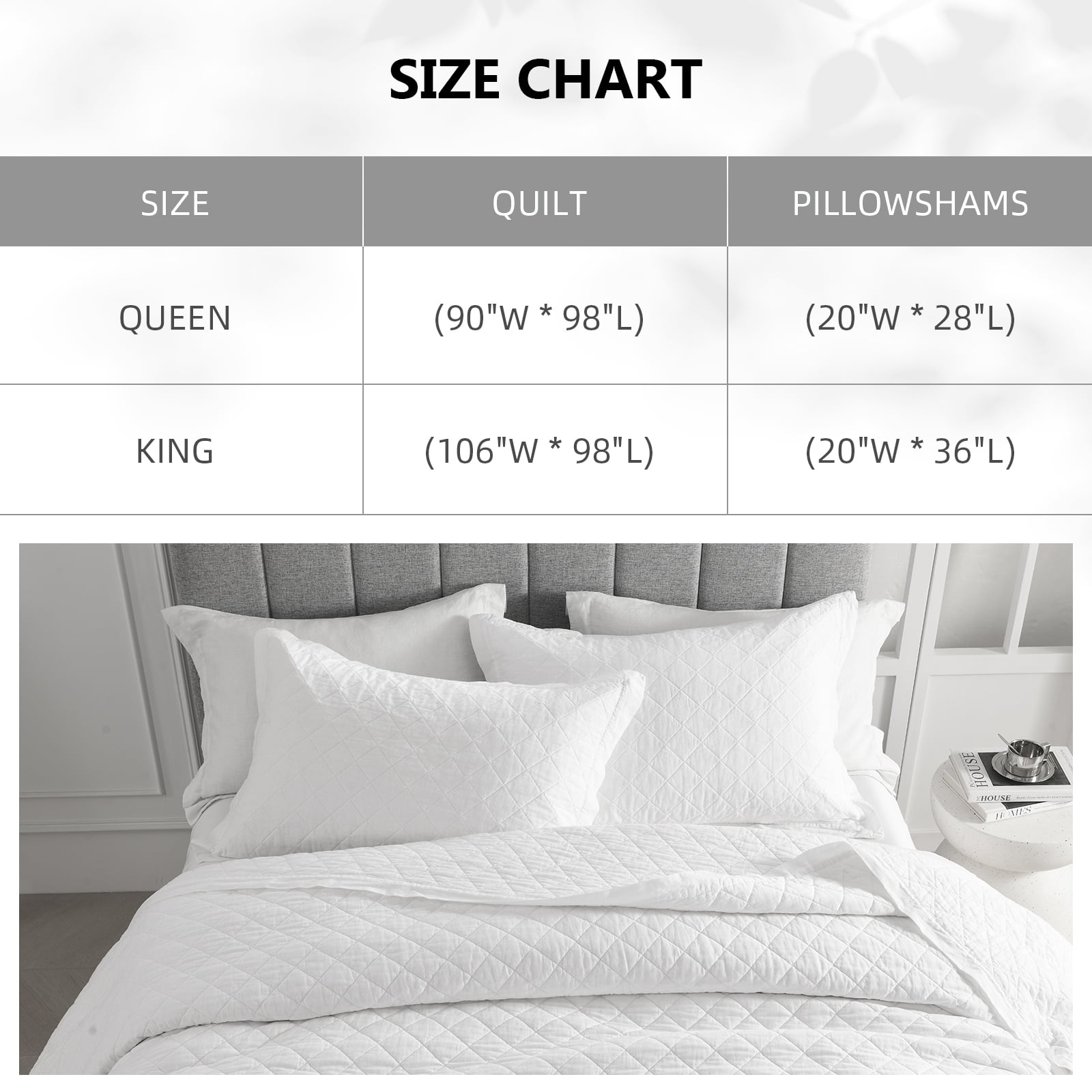 PANGUSHAN 100% Cotton Queen Quilt Set, Elegant Diamond Pattern Solid Color Queen Size Quilt Bedding Set Bedspreads, Reversible Quilted Lightweight Comforter, White Bed Spread for Queen Bed, 3pcs