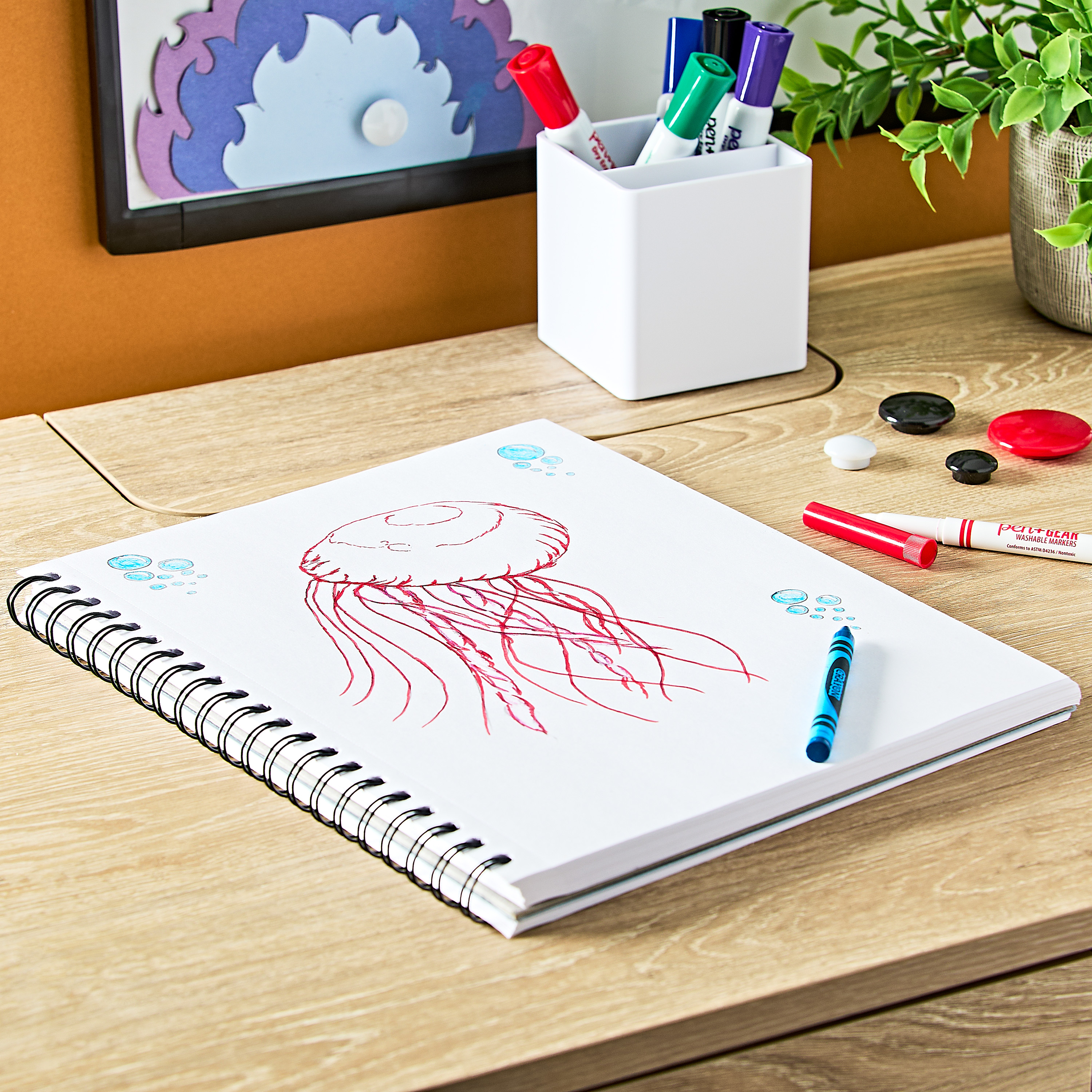 Diario de bocetos Pen+Gear con portada personalizable, azul, portada insertable, 70 hojas, 8.5" x 11" 3