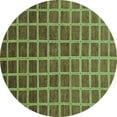 thumbnail image 1 of Ahgly Company Indoor Round Checkered Turquoise Blue Modern Area Rugs, 4' Round, 1 of 4
